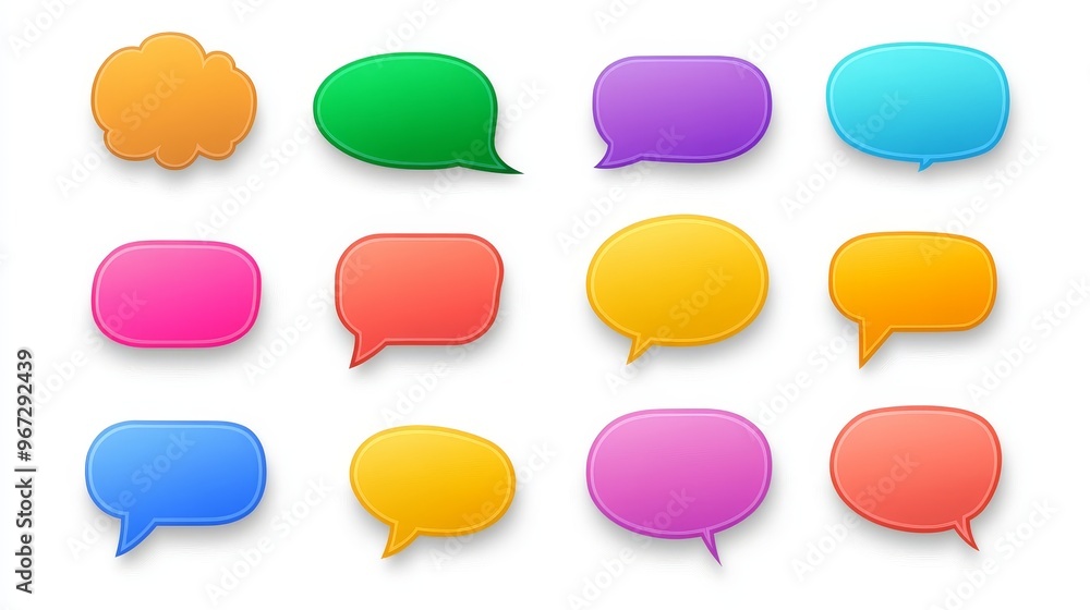 A set of colorful speech bubbles with different colors and sizes A set of colorful speech bubbles with different colors and sizes