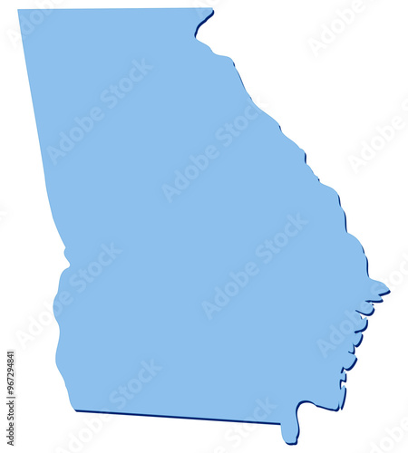 Georgia state map in blue colors (cut out)