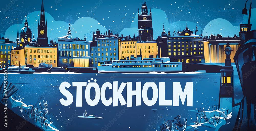 Obraz premium Midnight in Stockholm: A Winter's Tale in Blue