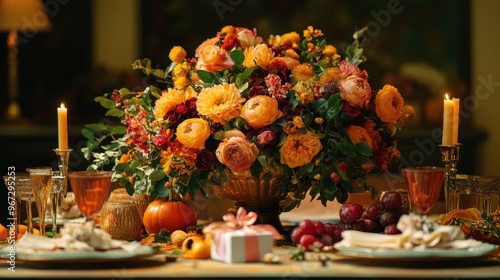 Vibrant Autumn Floral Centerpiece and Table Setting