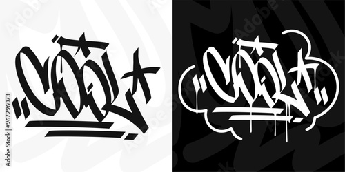 Modern Trendy Word Cool Abstract Hip Hop Hand Written Graffiti Urban Style Vector Illustration