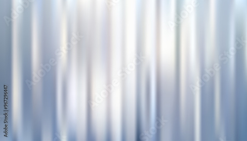 3D ribbed glass with silver, blue background. Refracting texture of acrylic ribbed panel.