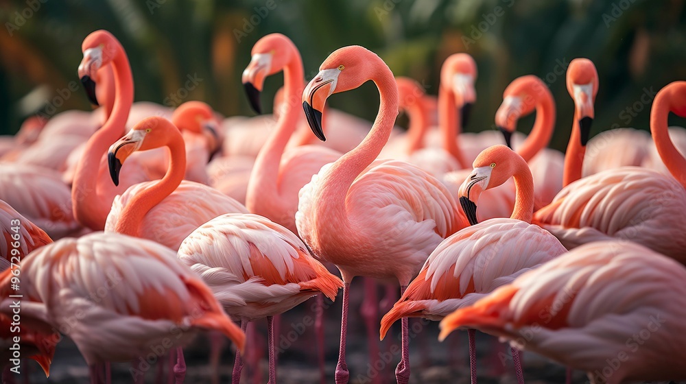 Naklejka premium A photo of a group of flamingos