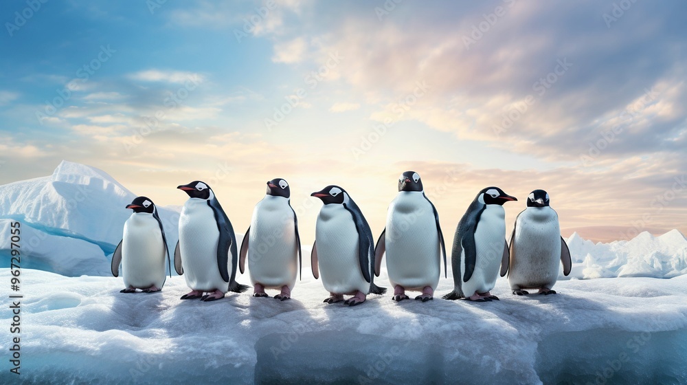 Obraz premium A photo of a group of penguins