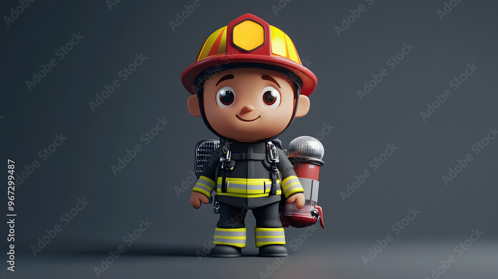 A cartoon character cute Firefighter jobs A cartoon character cute Firefighter jobs