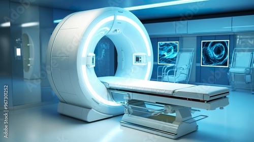 A photo of a hospital CT scan machine