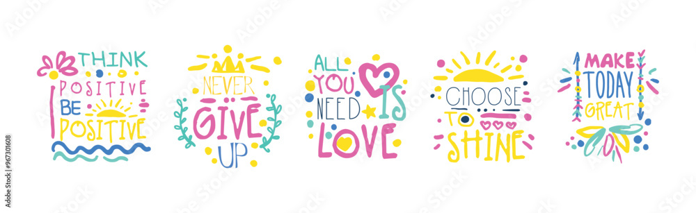 Motivational and Greeting Quote and Inscription as Inspiration Typography Vector Set Motivational and Greeting Quote and Inscription as Inspiration Typography Vector Set
