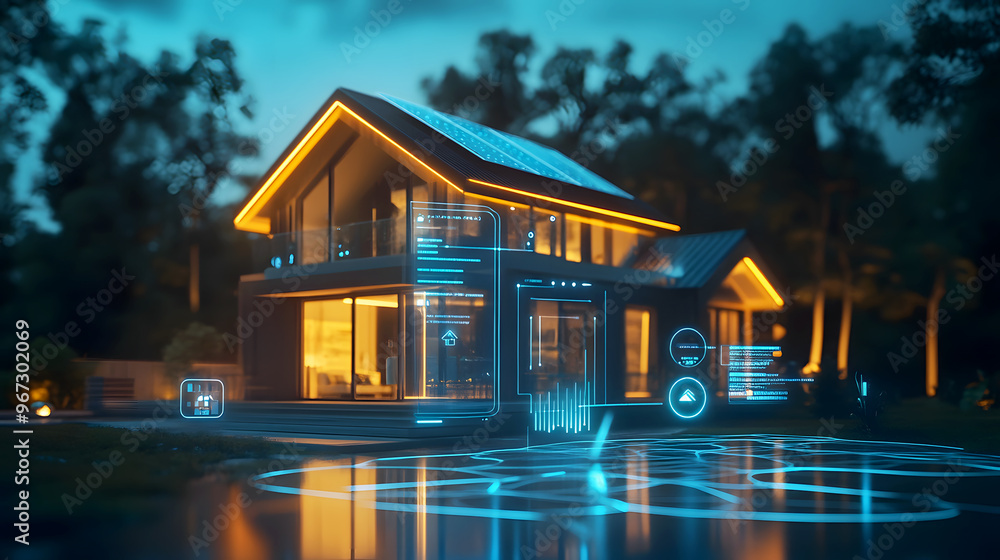 smart home system powered by renewable energy sources, demonstrating the fusion of technology and sustainability in everyday life smart home system powered by renewable energy sources, demonstrating the fusion of technology and sustainability in everyday life