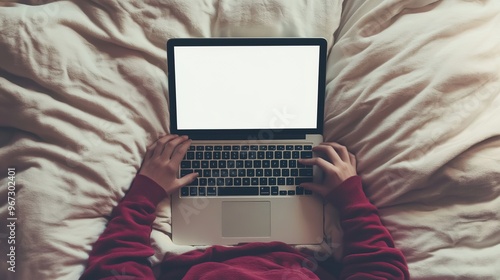 Digital pregnancy laptop screen. Pregnant woman holding blank laptop screen mock up. Concept of pregnancy, maternity, baby birth expectation.