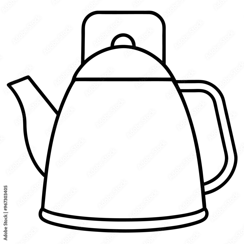 Fototapeta premium tea kettle outline coloring book page line art illustration digital drawing