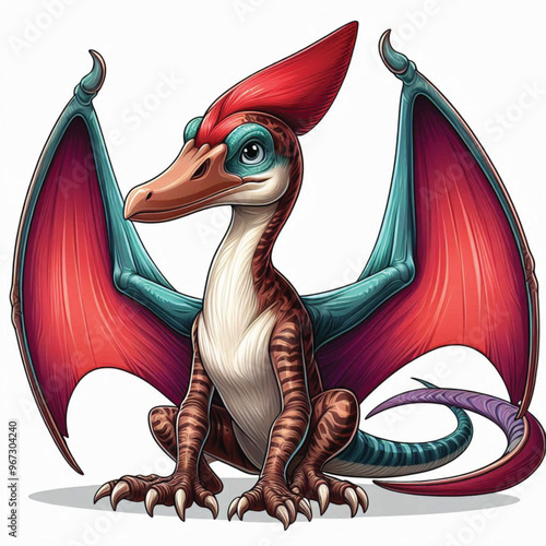 Cute Pterodactyl Vector Cartoon illustration