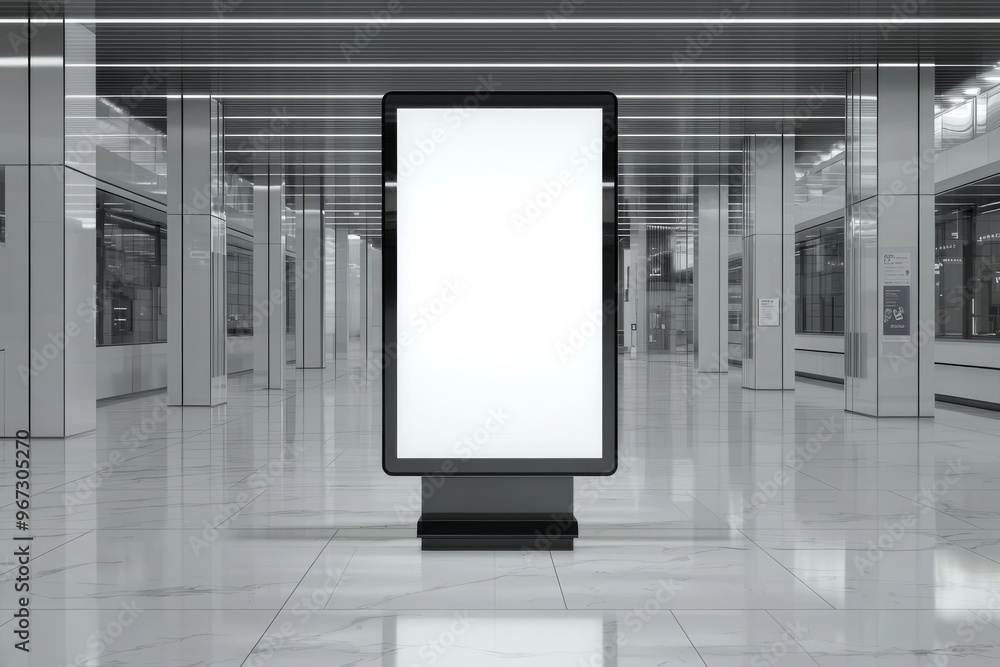 The white blank billboard poster indoors has a blank mock-up area for advertising The white blank billboard poster indoors has a blank mock-up area for advertising