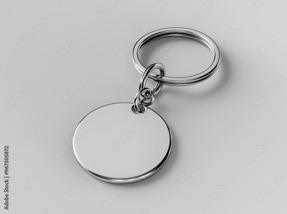 White metal square key chain mockup top view, 3d rendering. Isolated silver keychain design mockup. White metal square key chain mockup top view, 3d rendering. Isolated silver keychain design mockup.