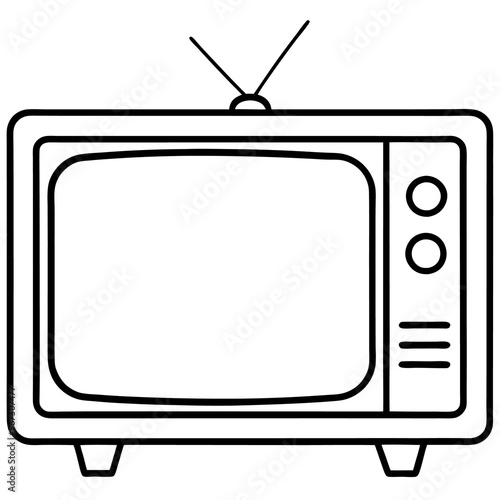 television outline coloring book page line art illustration digital drawing