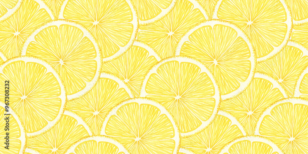 Juicy lemon slices. Hand drawn watercolor seamless pattern. Surface Design of of Tropical citrus fruits. Background for menu, package, cosmetic, textile, cards Juicy lemon slices. Hand drawn watercolor seamless pattern. Surface Design of of Tropical citrus fruits. Background for menu, package, cosmetic, textile, cards