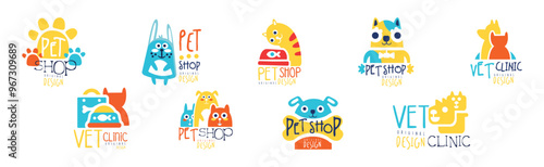 Pet Shop and Vet Clinic Graphic Emblem Original Design Vector Set