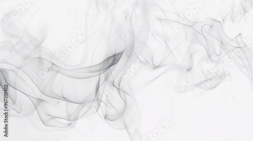 Ethereal transparent smoke swirling gracefully against a white background