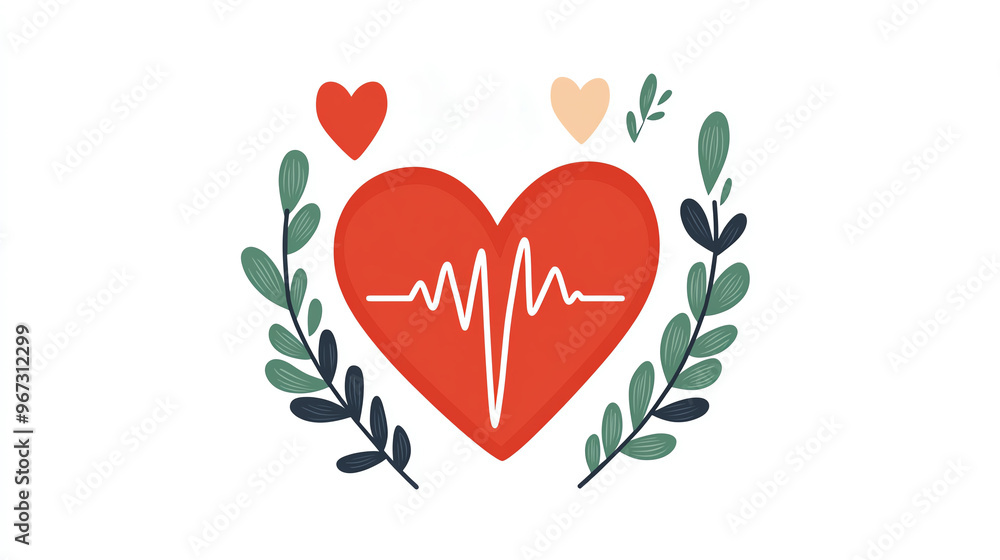 A vibrant heart illustration surrounded by leaves and hearts, symbolizing love, health, and connection. A vibrant heart illustration surrounded by leaves and hearts, symbolizing love, health, and connection.