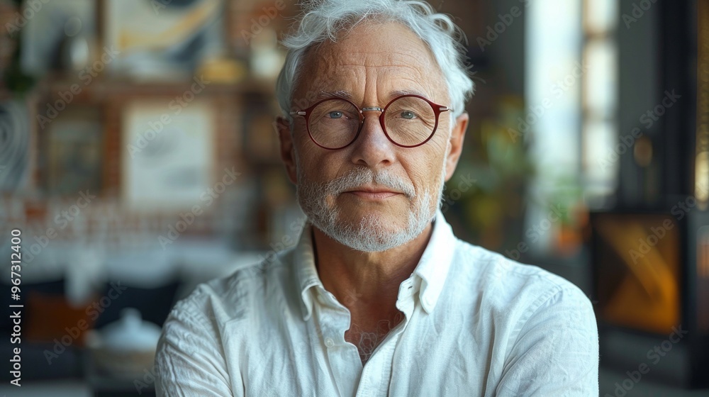 Close-up portrait of handsome senior man with greying hair. Close-up portrait of handsome senior man with greying hair.