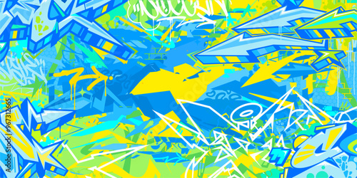 Trendy Abstract Hip Hop Urban Street Art Graffiti Style Vector Illustration Background Template