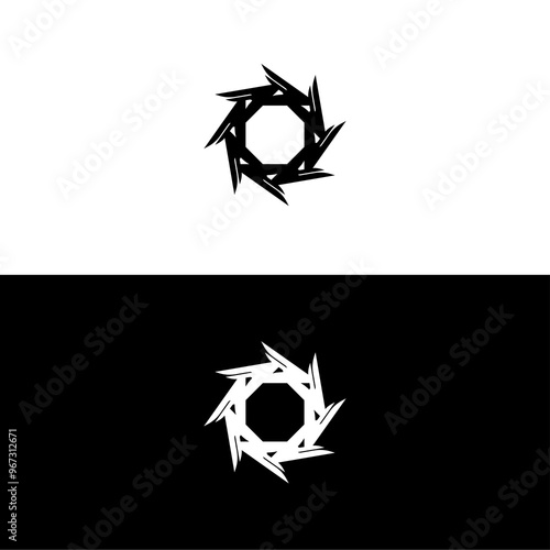 Black and white circle vector logo template design.. Circle creative icon logo photo