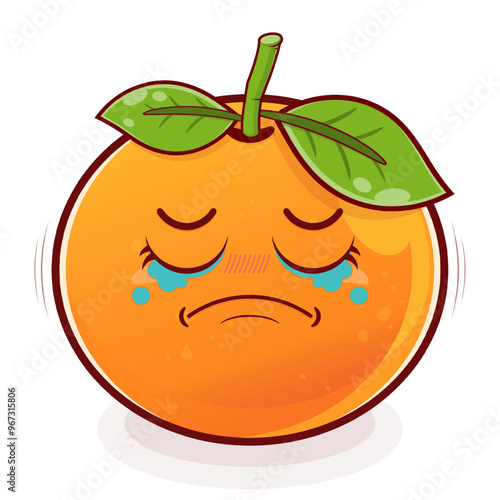 orange crying face cartoon cute