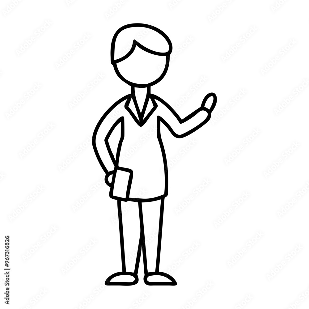 Outline figure of speaker holding book on white background Outline figure of speaker holding book on white background