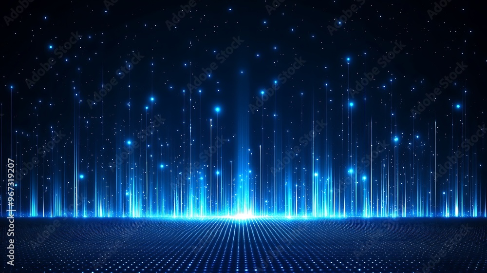 Stunning blue light rays create a captivating digital landscape, perfect for technology or futuristic themes. Stunning blue light rays create a captivating digital landscape, perfect for technology or futuristic themes.