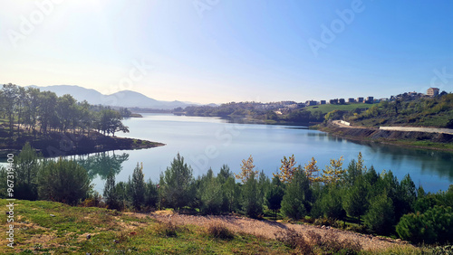 Beautiful scenery Farka Lake in the city of Tirana photo