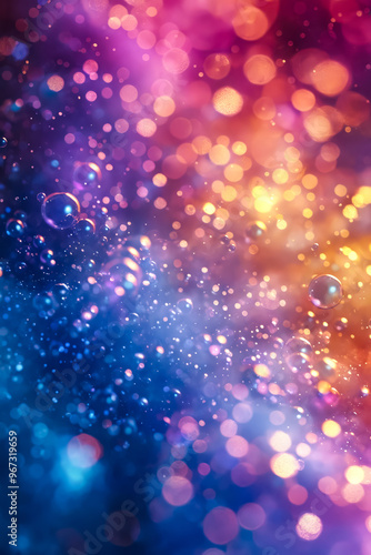 A close up of a colorful background with bubbles