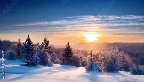 Wallpaper Mural Winter dawn over snowy landscape Torontodigital.ca