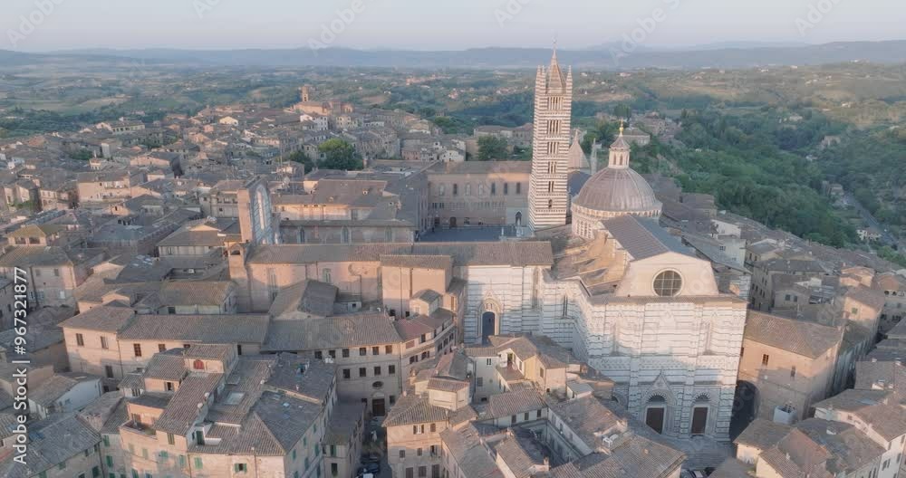 Aerial View of Siena, Tuscany, Italy at Sunrise with Duomo di Siena and Medieval Town in 4K Aerial View of Siena, Tuscany, Italy at Sunrise with Duomo di Siena and Medieval Town in 4K