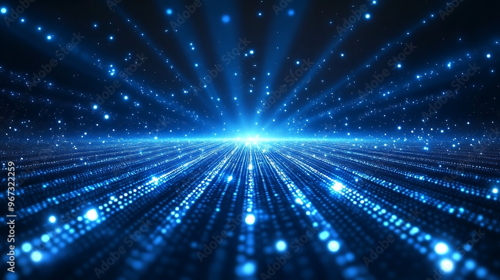 Vibrant blue rays and particles create a stunning visual effect, showcasing depth and energy in a futuristic setting. Vibrant blue rays and particles create a stunning visual effect, showcasing depth and energy in a futuristic setting.