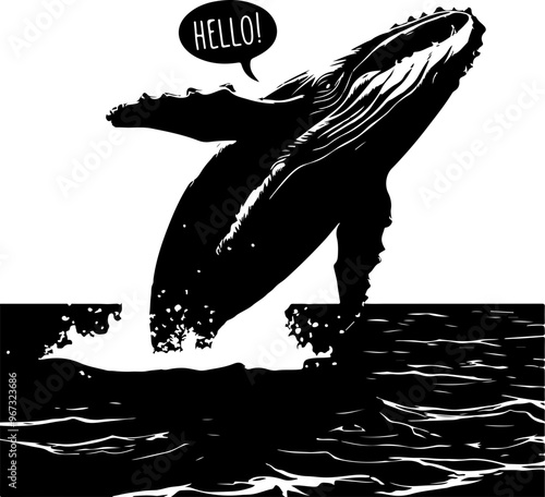 Whale Breaching with Speech Bubble Design