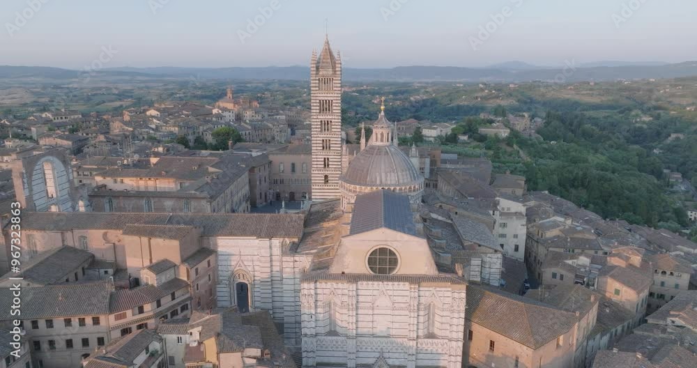 Aerial View of Siena, Tuscany, Italy at Sunrise with Duomo di Siena and Medieval Town in 4K Aerial View of Siena, Tuscany, Italy at Sunrise with Duomo di Siena and Medieval Town in 4K