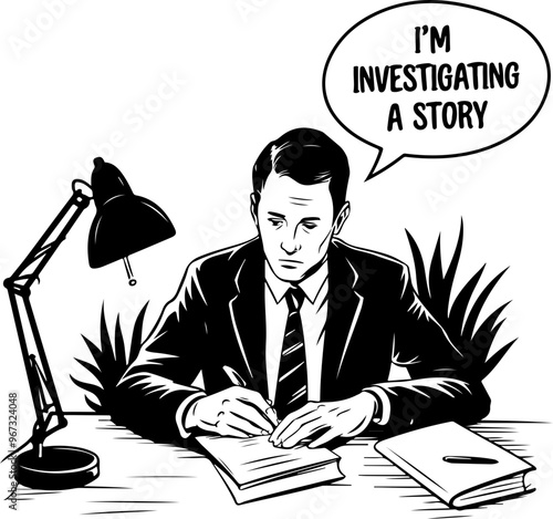 Illustration of a Detective Investigating a Story