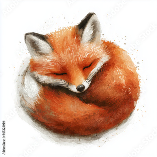 A tiny fox curled up in a b...