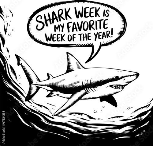 Shark Week Fun: Cartoon Shark in Waves
