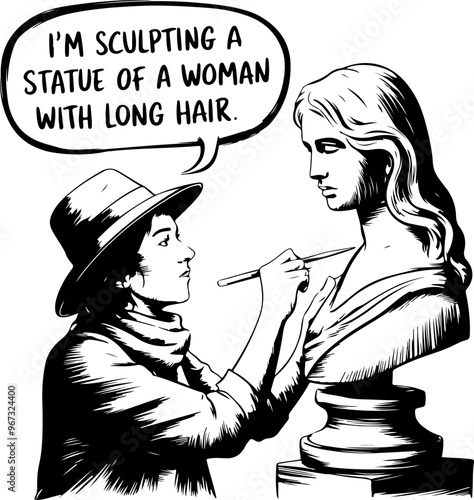 Artist Sculpting a Woman's Bust in Classic Style