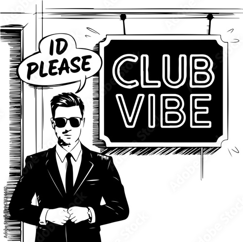 Bouncer at Club Entrance with ID Request
