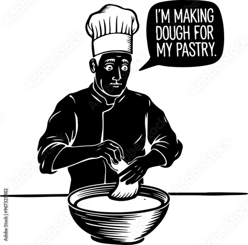 Chef Preparing Dough for Pastry in a Simple Style