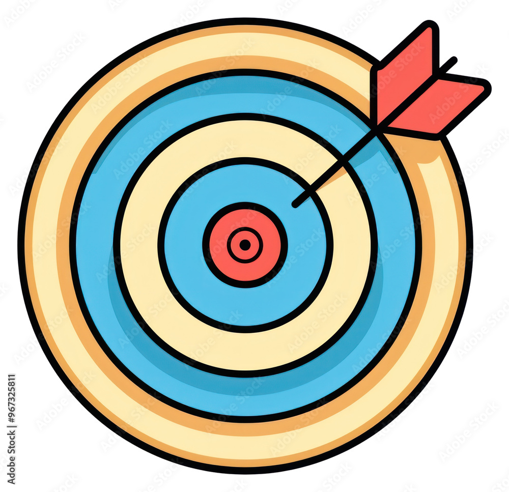 PNG  Colorful target with arrow