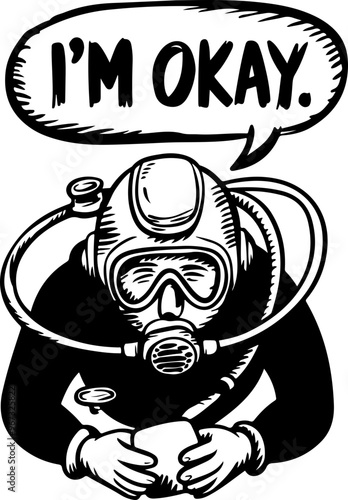 Diver with Mask: I'm Okay Graphic Illustration