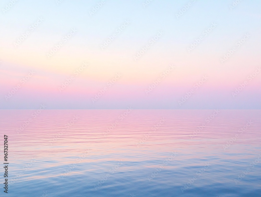 Calm Sea at Dawn with Soft Gradient Sky and Pastel Colors Calm Sea at Dawn with Soft Gradient Sky and Pastel Colors