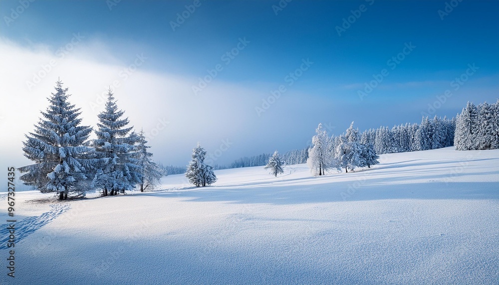 Obraz premium Snowy scene with distant trees