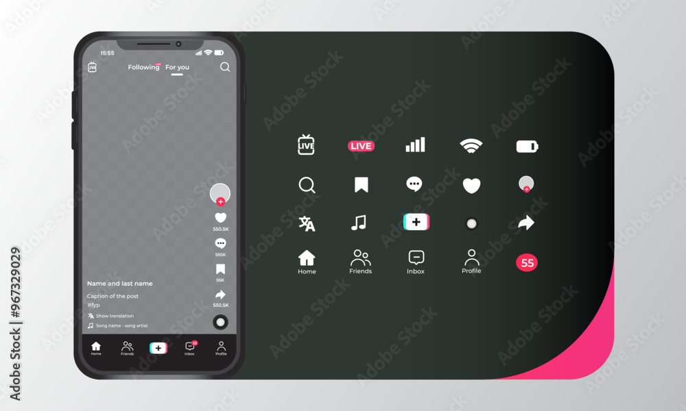 Social Media Interface Template Set With Smartphone Social Media Interface Template Set With Smartphone