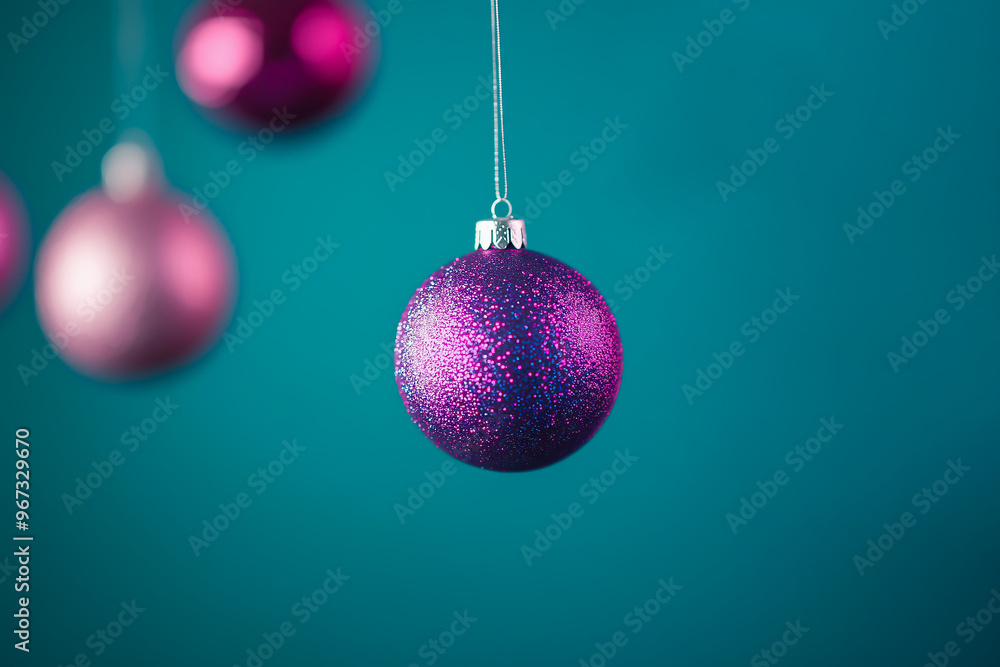 Fototapeta premium Festive Purple Christmas Bauble Hanging