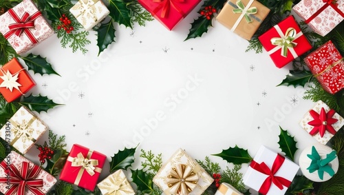 A festive and vibrant holiday background for a Christmas and New Year greeting card,generative ai
