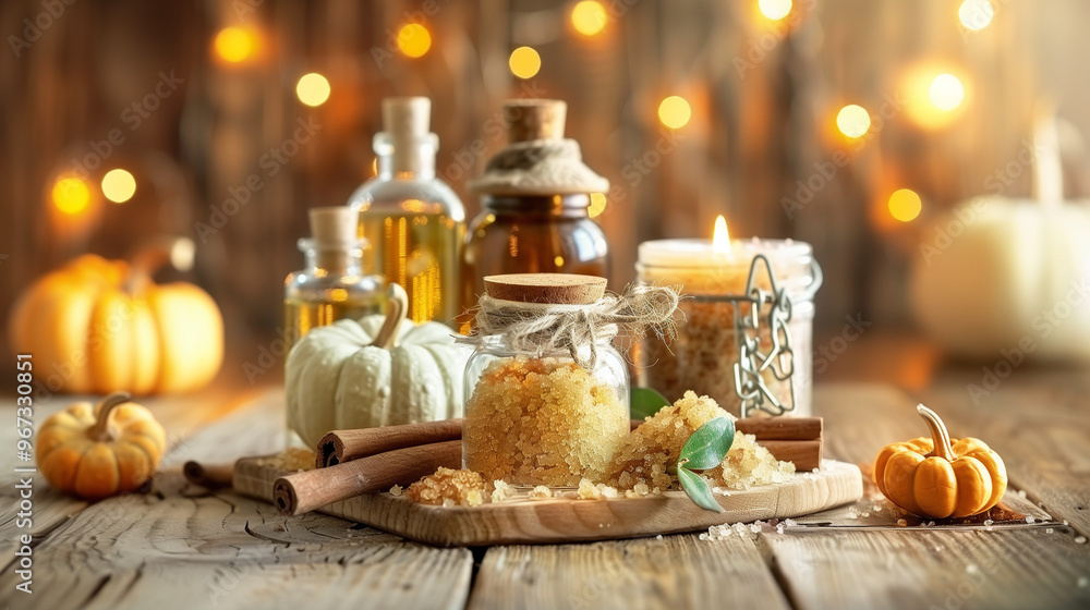 Cozy Autumn DIY Skincare Setup with Essential Oils, Candles, and Pumpkins Cozy Autumn DIY Skincare Setup with Essential Oils, Candles, and Pumpkins