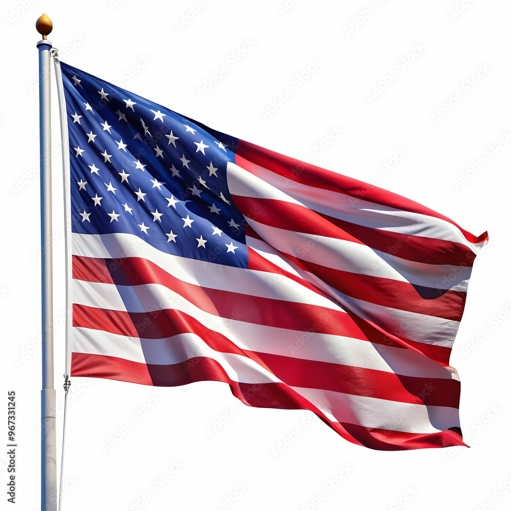 Fototapeta premium American flag waving in the wind cut out